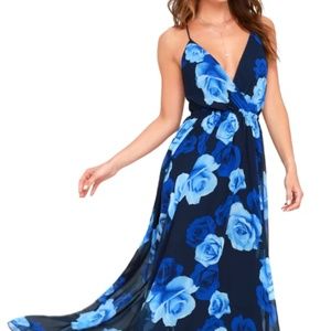LULUS | Only in Dreams Navy Blue Floral Print Maxi